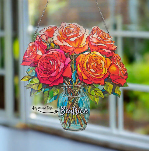 Everlasting Roses in Vase Personalised